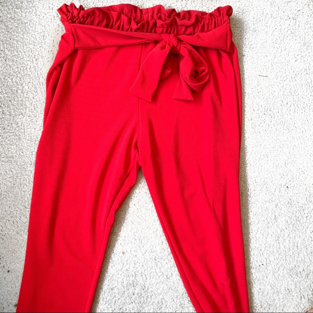 Red Polyester Pants.